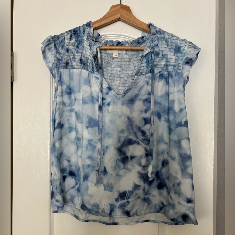 NWT Anthropologie flowy blue blouse - Picture 3 of 9